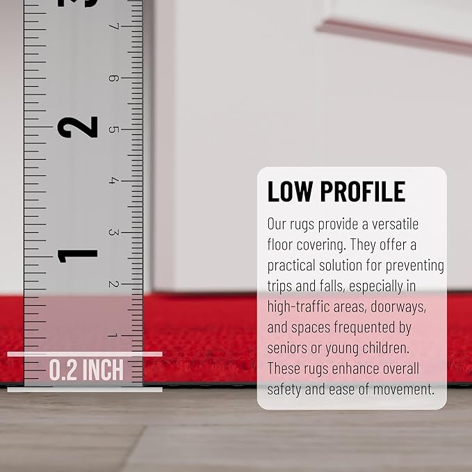 Ottomanson 2' x 26' Hallway Runner with Scraper Pile - Extra Durable Non-Slip Rug Mat for Indoor & Outdoor Use - Ideal for Kitchen, Entryway, Patio & Garage - High-Traffic Carpet, Red