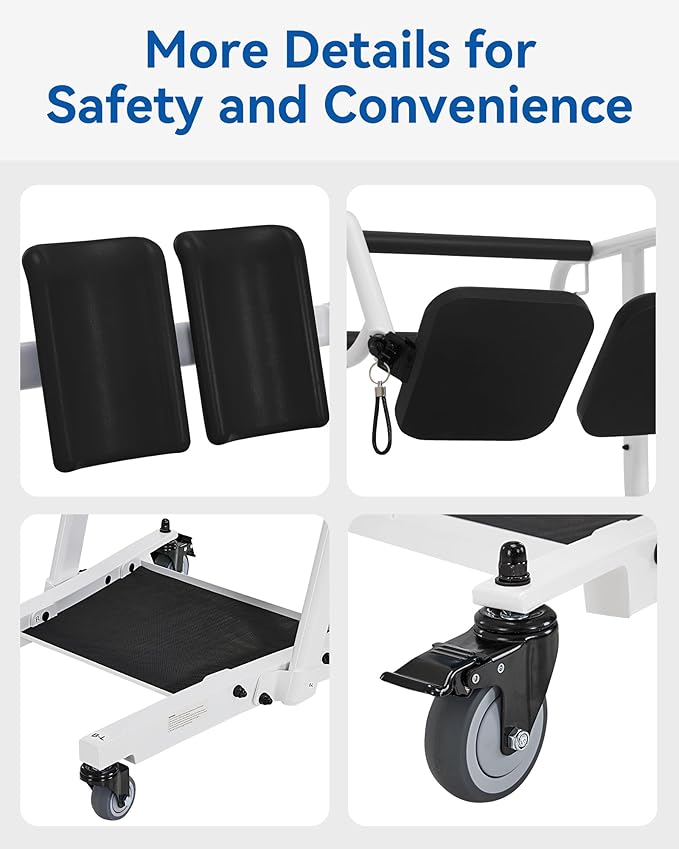 MCombo Stand Assist Patient Lift with Transfer Belt, Patient Transport Unit for Home Care and Elderly Use, 400lbs Capacity, STA446 (Black)