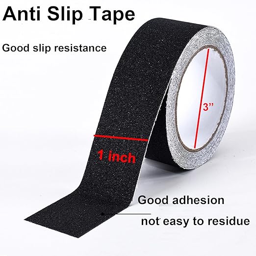 WELSTIK Anti Slip Traction Tape,Grip Tape, Friction,for Staircase Step Treads, Indoor, Outdoor (Black, 1" X 33')