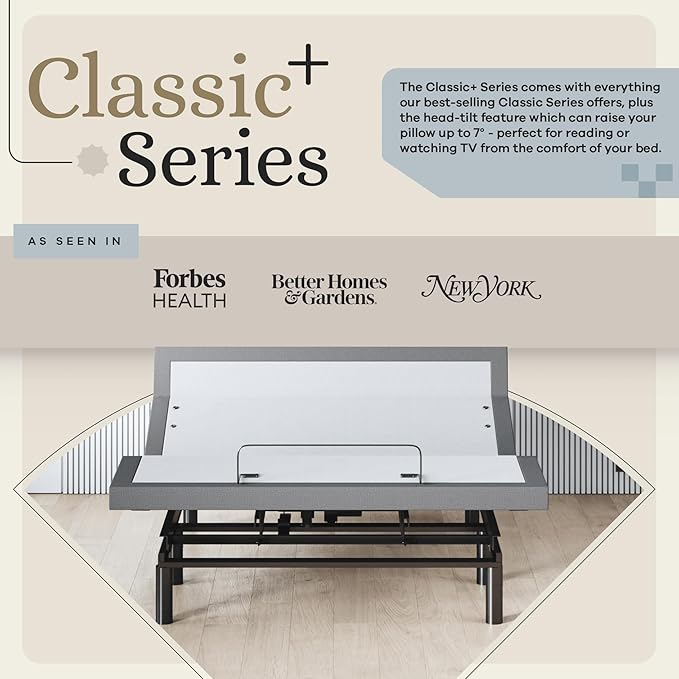 Sven & Son Harmony Adjustable Bed Base, Head and Foot Lift, Massage, Under-Bed Lights, USB, Gel Memory, Zero Gravity Smart Frame - Queen