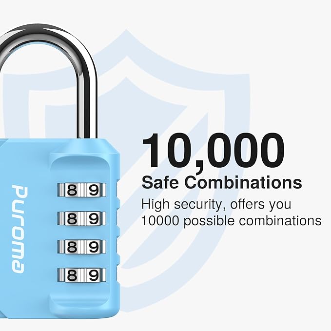 Puroma 2 Pack Combination Lock for Locker 4 Digit Outdoor Waterproof Padlock for School, Gym, Sports, Fence, Toolbox, Gate, Case, Outdoor, Hasp Storage, Cabinets (Sky Blue)
