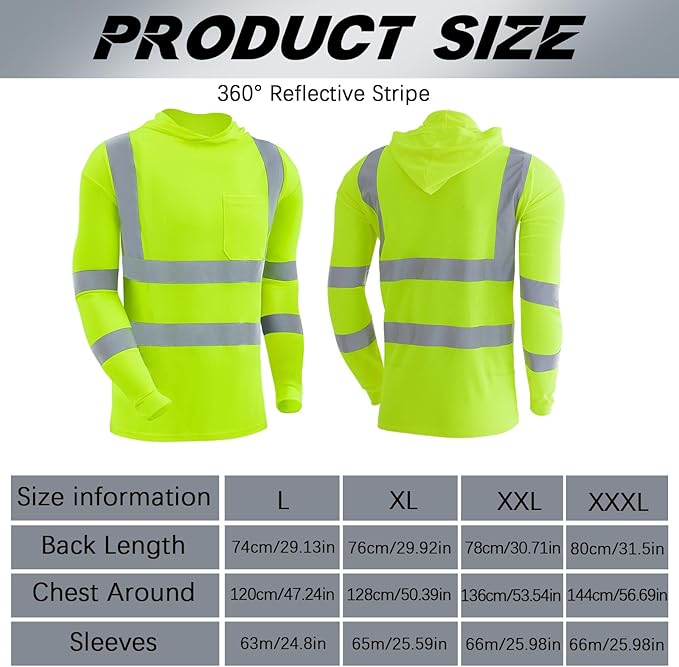 Amylove 4 Pcs Reflective Safety T Shirt High Visibility Work Shirts Sun Protection Construction