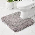 Toilet Rugs U-Shaped Mat 24x22, Contour Bathroom Mat - Ultra Soft & Absorbent Microfiber, Quick-Dry, Machine Washable with High Density Foam Latex Non Slip Backing, Grey