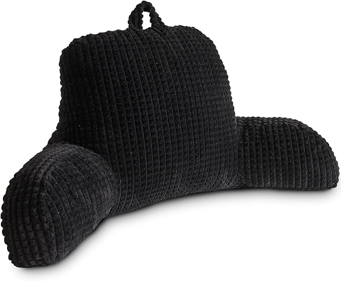 Holawakaka Adults Reading Pillow with Arms, Backrest Reading & Rest Pillows for Sitting Up in Bed, Bed Rest, Lounging, Working on Laptop,Arms Back Support Cushion for Men Women Teens, Black