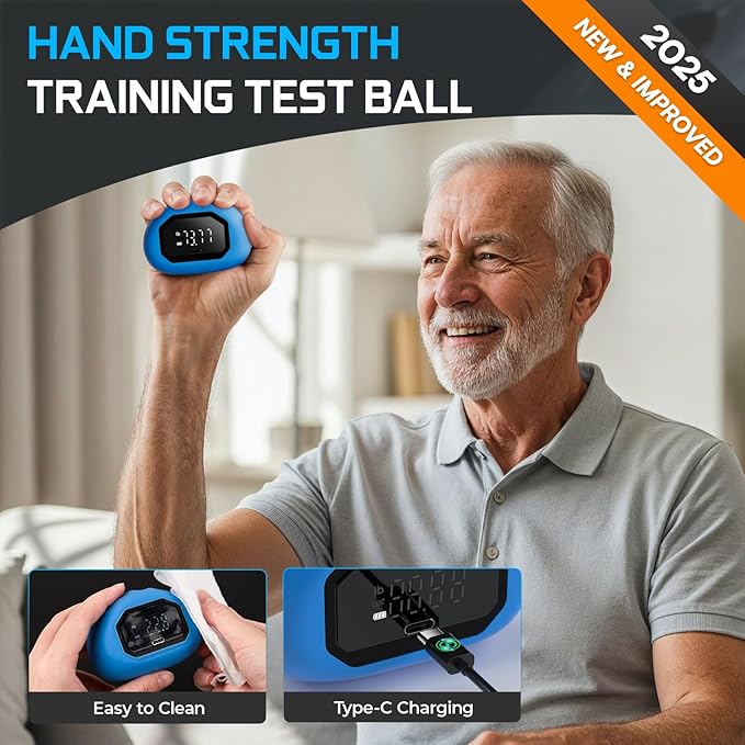 Funny Palm Grip Strength Tester Trainer - Strength Dynamometer Rechargeable Hand Exercising Device for Hand and Finger Grip Tester with Finger Exerciser Stretcher Workout Equipment