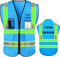 YOWESHOP High Visibility Reflective Safety Vest with Pockets Custom Your Logo Safety Workwear
