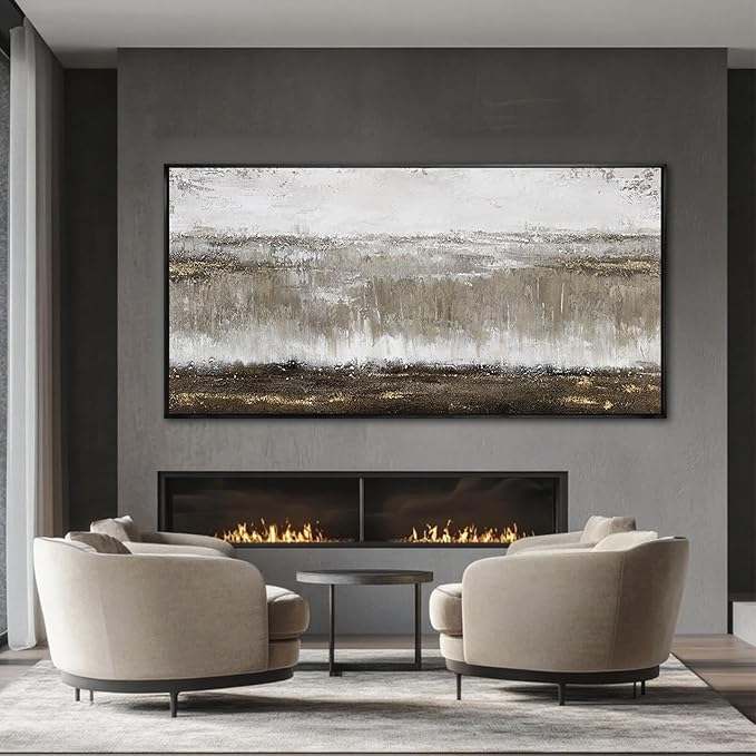 Artexist Neutral Wood Wall Decor Abstract Wall Art Contemporary Canvas Prints 29"x58" Large Posters for Living Room Kitchen Pictures