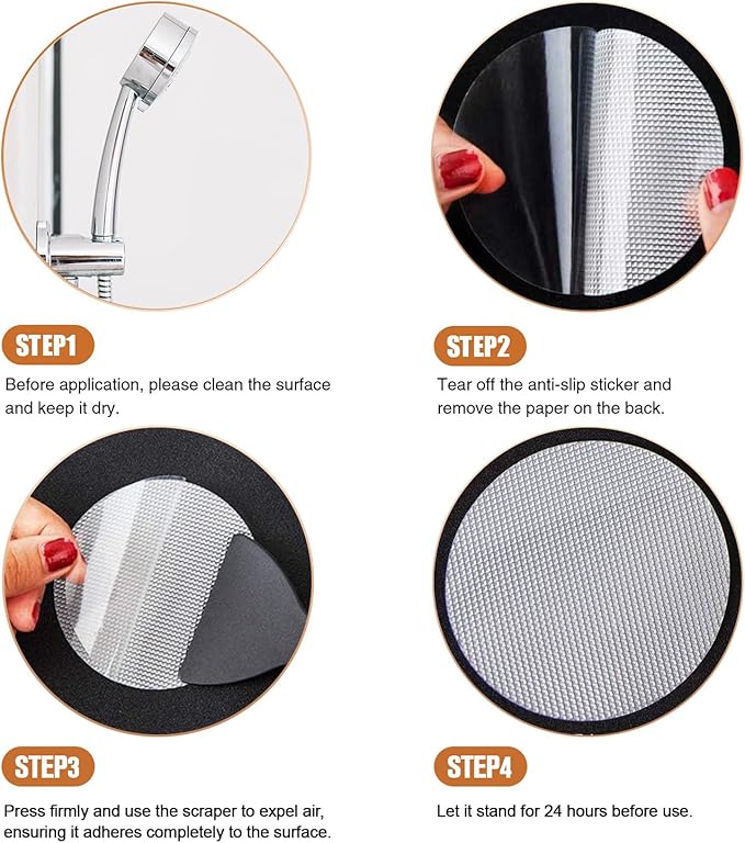 Original Non-Slip Bathtub Stickers, Safety Bathroom Tubs Showers Treads Adhesive Decals with Premium Scraper