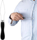 Easy Button Hook, Steel Button Helper Tool for Elderly, Wide Wood Handle Buttons Fastener Device Assist Dressing Aid Tool for Seniors One Hand - 1 Pack, Black