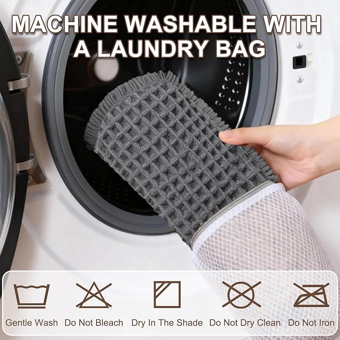 Hiasan Waffle Bath Mat, Super Absorbent Non Slip Bathroom Boho Rug with Tassels, Machine Washable Bath Mats for Bathroom, Ultra Soft Rubber Backed Rug, Dark Grey, 16 x 24 Inches