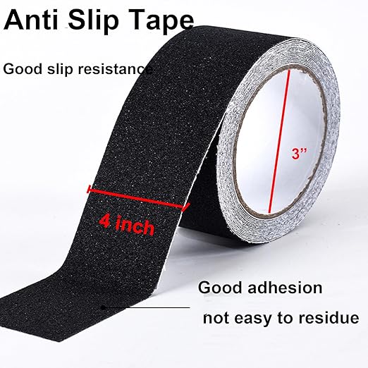 WELSTIK Anti Slip Traction Tape,Grip Tape, Friction,for Staircase Step Treads, Indoor, Outdoor (Black, 4" X 33')