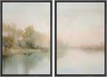 MUDECOR Framed Canvas Print Wall Art Tranquil Reflection Serene River Landscape Illustrations Modern Art Decorative Bohemian Chic for Living Room, Bedroom, Office - 24"x36"x2 Black