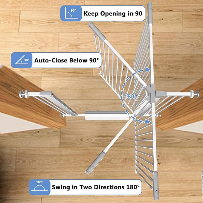 40.5"-54.7" Baby Gates for Doorways, 40.5" Tall Dog Gate Indoor, Walk Through Pet Gates No Drilling Auto Close Pressure Mounted Safety Child Toddler Gate, White