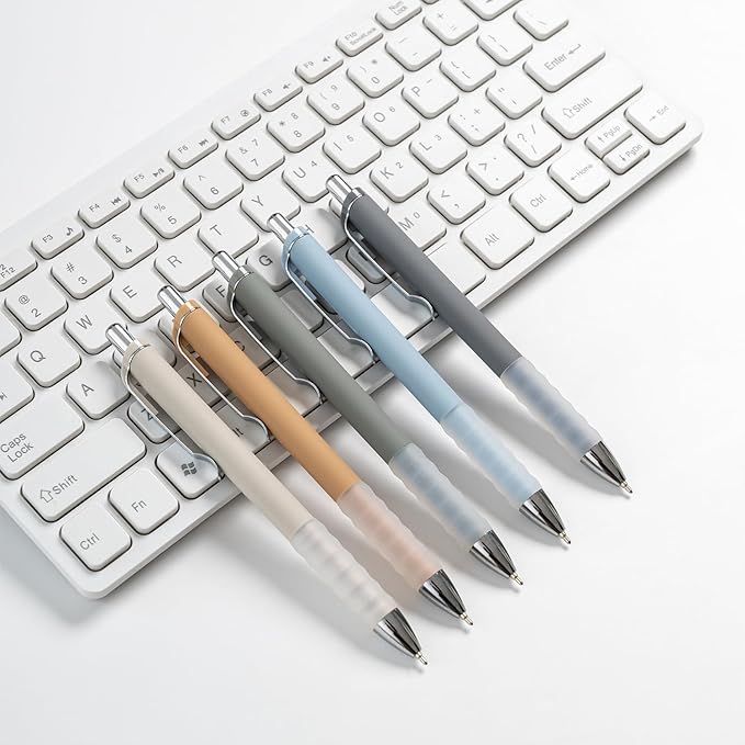 Linbsunne Ballpoint Pens Black Medium Point 1mm Pen with Super Soft Grip Ball Point Pen for Men Women Retractable Pens (silver-12 pcs)