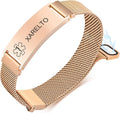 VNOX Medical Alert Id Bracelet for Men Women, Custom Engraving Adjustable Stainless Steel Customizable Mesh Emergency Survival Medic Bracelets Wristband Loop Band with Replacement Tag
