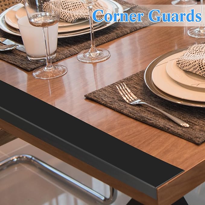 Sasylvia 10 Pcs 3 x 1 x 36 Inches Wall Corner Protector Guards, Avoid Scratching Scuffs, Black Vinyl Corner Trim Molding, Ease Install & Cleaning for Door Countertop Furniture Cabinet Protection