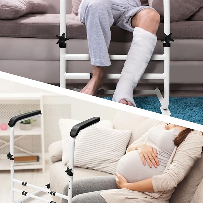 Stand Assist Aid for Elderly/Disabled, Removable Couch/Chair Lift Assistance Stand Up Devices-6 Levels Adjustable Height, Help Standing Aids & Supports, Up to 450 Lbs, White