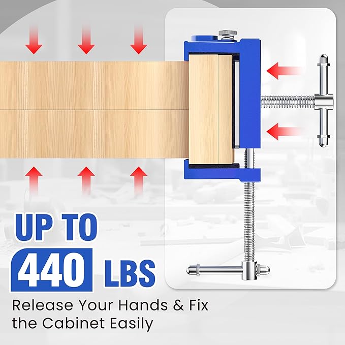 ECY Cabinet Clamps 2 Pack - Cabinet Face Frame Alignment Tool，Anodized Aluminum Alloy, Professional Installation Clamps for Woodworking & DIY Projects (Blue)