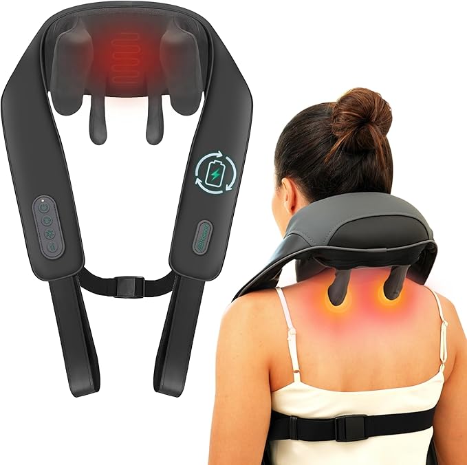 Snailax Cordless Neck Shoulder Massager with Heat for Pain Relief Deep Tissue, Upgarded 4D Kneading, Shiatsu Back Neck Massager Pillow for Neck, Shoulders Back