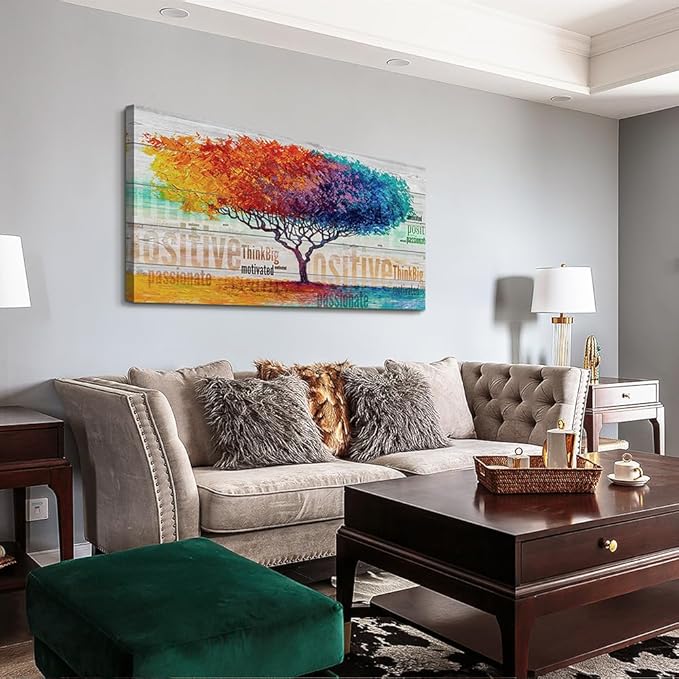 Lapremoly Boho Wall Decorations For Living Room Canvas Wall Art For Bedroom Large Size Office Wall Decor Abstract Color Tree Paintings Walls Pictures Artworks ReadyTo Hang Home Decoration 20"X40"