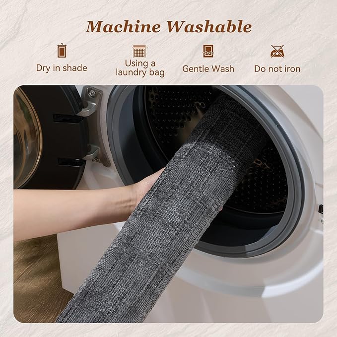 AMOAMI Bath Mat Non Slip Super Absorbent Quick Dry Bath Mats for Bathroom Floor Rubber Backing Washable Bathroom Rugs Modern Woven Jacquard Mat, Beside Tub Bath Rugs, 24" x 36", Darkgrey