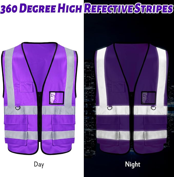 EBOOT 10 Pcs Safety Vests High Visibility Safety Vest with Reflective Strips for Construction Outdoor Running Cycling Walking