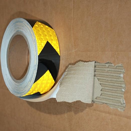 Yellow Black Reflective Tape Outdoor Waterproof 1 inch X 166 feet, High Visibility Hazard Conspicuity Safety Industrial Marking Tape