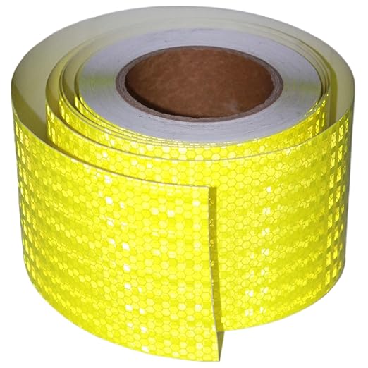 Fluorescent Yellow Reflective Tape 4 inch Wide, Outdoor Waterproof Hazard Conspicuity Warning Industrial Marking Tape (66 feet)