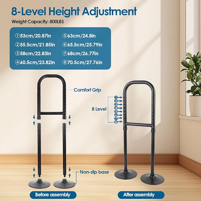 Standing Aid from Floor, 8 Height Adjustable Stand Assist Aid for Elderly, Adjustable Height Assistive Devices, Standing Aids and Supports, Portable Cane Stand Assist Aid for Elderly up to 800lb