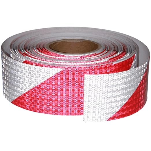 Red and White Reflective Tape Outdoor Waterproof 3 inch X 166 feet, High Visibility Hazard Safety Industrial Marking Tape