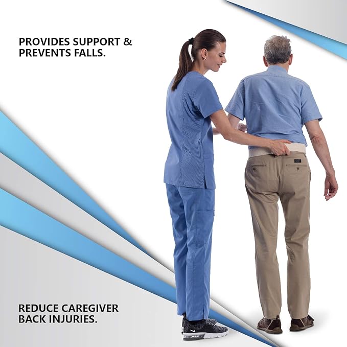 NYOrtho Plastic Buckle Gait Belt - Adjustable Machine Washable Strong and Durable Material Latex Free, Natural, 54"