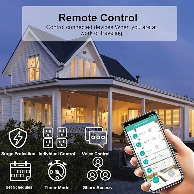 ZigBee Smart Power Strip Surge Protector,Smart Fast Charge, 4 Individually Controlled Outlets, Compatible with Alexa Google Home Phiilps HUE, (ZigBee Version - White)