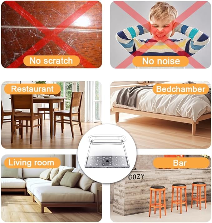 32 Pcs Rectangle Chair Leg Floor Protectors for Hardwood - Silicone Felt Furniture Pads, Scratch/Noise Reducing Covers, Large (Fit Perimeter 5" to 5-7/8")