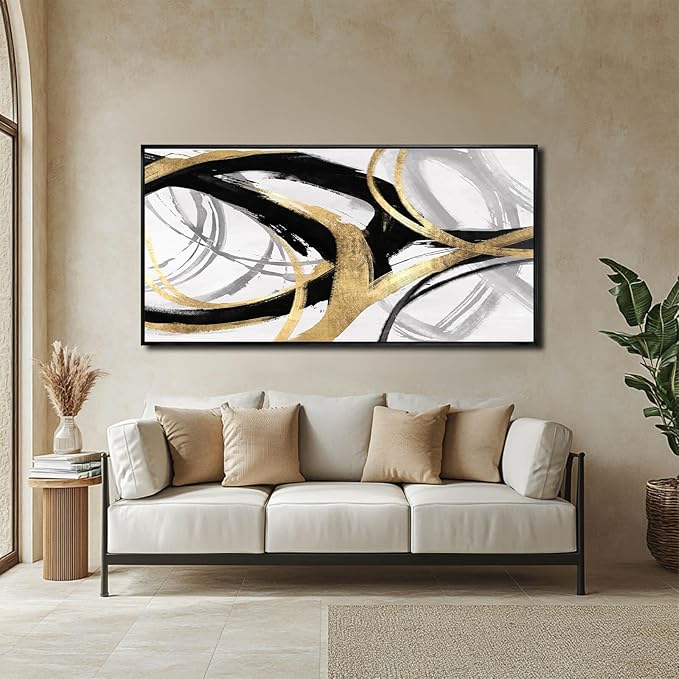 Large Canvas Wall Art Room Decor Framed Wall Art Abstract Line Paintings Home Decoration for Living Bedroom Office 30 x 60 Inch