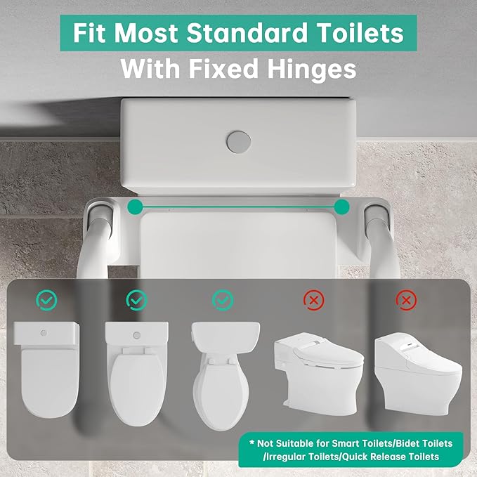 Toilet Safety Rails for Seniors, Super Heavy Duty Handicap Toilet Rails with Foldable Handles, Toilet Safety Frame Rails with Arms for Disabled Pregnant, Toilet Assistance for Elderly