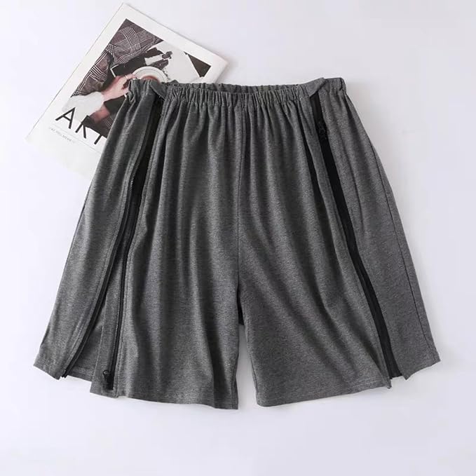 Bedridden Patient Clothing,Full Open Patients Care Trousers,Unisex Fracture Pants,Disability Clothes with Zippers,Suit for Fracture,Disable,Elderly(Dark Grey,M)