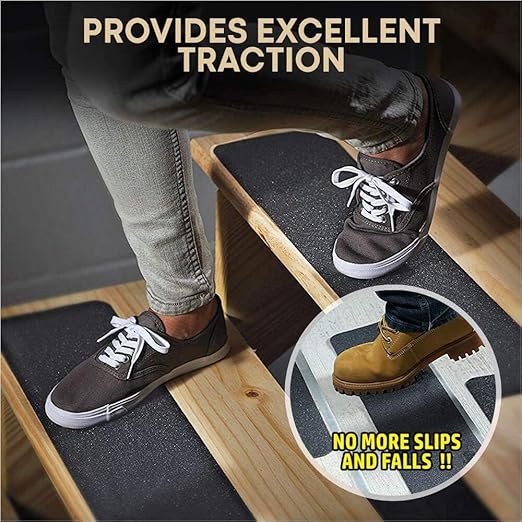 Grip Tape 6” X 24” (10-Pack) - Stair Treads for Stairs, Anti Slip Tape for Indoor and Outdoor, Non Skid Treads for Wooden Steps, Concrete Steps, Etc. (Works on All Surfaces & Weather)