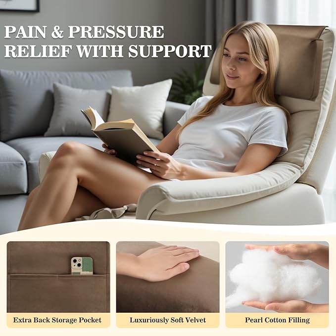 Recliner Headrest Pillow, Adjustable Comfort Neck & Head Support Pillow, Soft Velvet Non-Slip Headrest for Pain Relief & Relaxation, Ideal for Recliner, Couch, Chair, Sofa