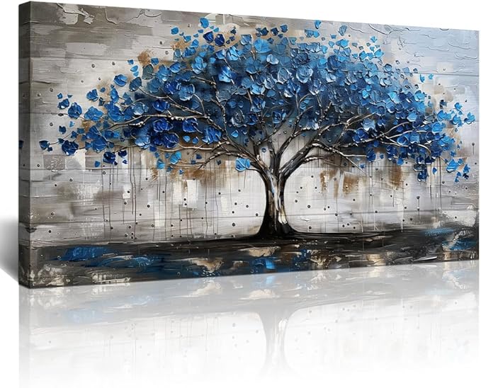 Lapremoly Framed Wall Decor For Living Room Wall Art For Office Bedroom Decor Tree Panoramic Landscape Wall Paintings Canvas Prints Textured Abstract Pictures Artwork Modern Home Decoration 24"X48"