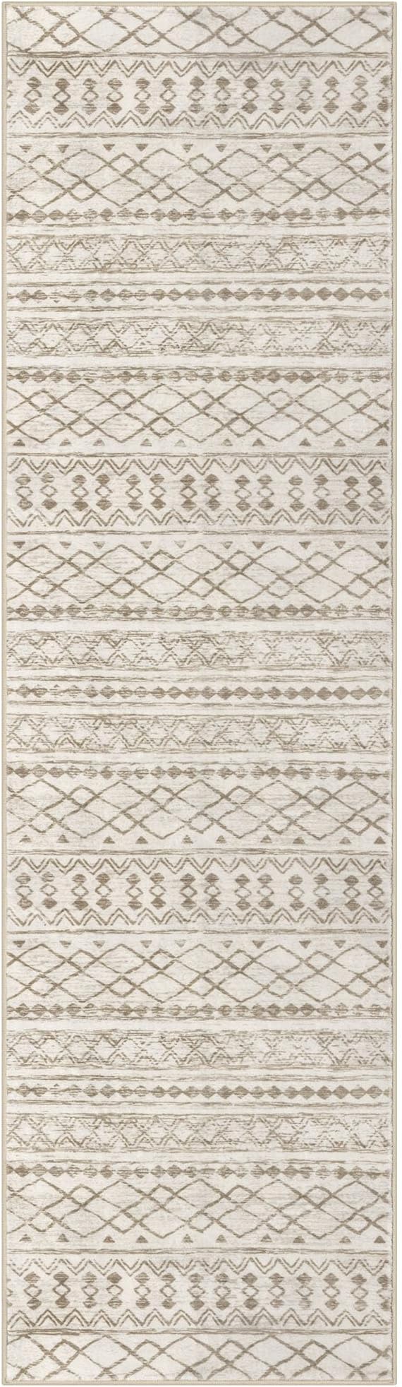 KUTA Moroccan Washable Kitchen Rugs 2x8 Non-Slip Vintage Beige Boho Rugs Hallway Runner Rug Ultra Soft Geometric Floor Carpet Runners for Bedroom Laundry Living Room