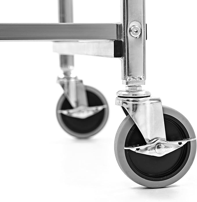 Stand Steady Original Tubstr Collapsible 2 Shelf Wire Cart, Easy to Push Heavy Duty Rolling Utility Cart, Folds Up for Storage, Commercial Grade (Chrome, 33.56” D x 18” W x 37.16” H)