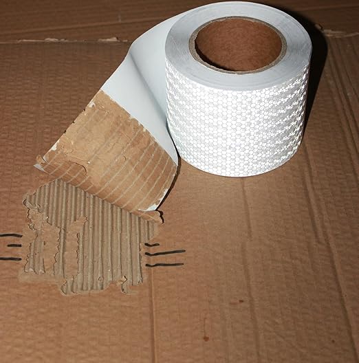 White Reflective Tape 4 inch Wide, Outdoor Waterproof Hazard Conspicuity Warning Industrial Marking Tape (66 feet)