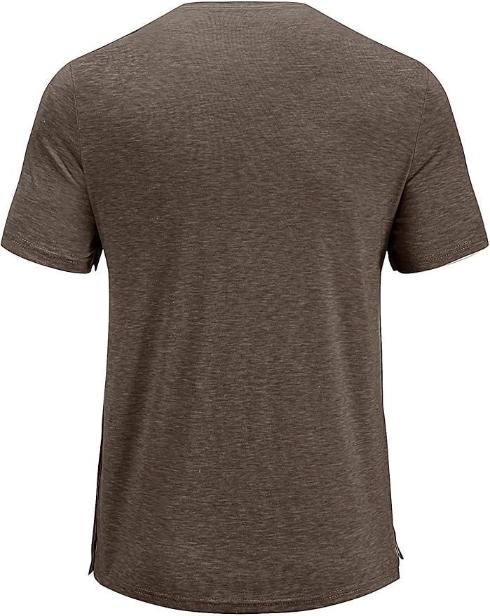 Poriff Men's Post Shoulder Surgery Recovery Shirts Full Tear Away Short Sleeve Snap Chemo Port Access Shirt