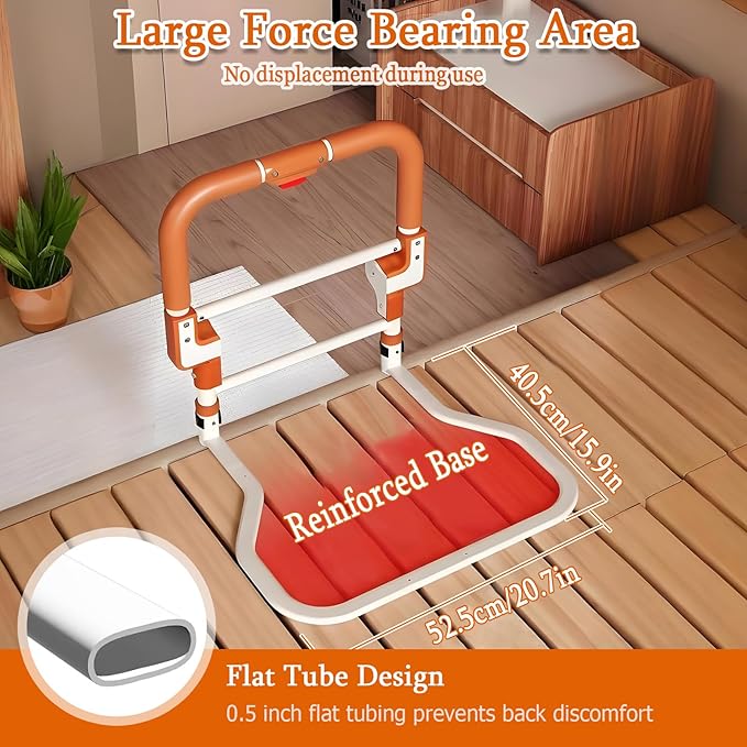 Bed Rails for Elderly Adults Safety, Adjustable Folding Bed Assist Rails for Seniors, Foldable Bed Side Rails with Non-Slip Handle and Storage Pouch, Fits King Queen Full Twin Beds