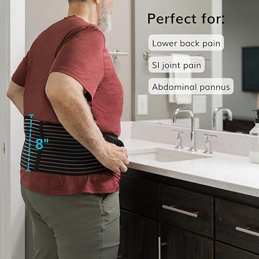 BraceAbility Obesity Belt Stomach Holder - Men and Women's Plus Size Belly Support Band Girdle for Hanging Stomach Pain, Pendulous Abdominal Support, Lower Tummy Fat Lifter Pannus Sling (Medium)