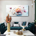 amatop Oversized Floral Canvas Wall Art, Large Modern Abstract Pink White Blue Botanical Print – Elegant Nature Wall Decor for Living Room, Bedroom, Office & Hallway (58x29 inch)