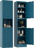 2-Door Metal Storage Cabinet, Tall Slim Pantry Organizer with 3 Adjustable Shelves (120LBS/Shelf), Anti-Tipping Waterproof Cabinet for Bathroom/Kitchen/Home Office/Small Spaces,(1PC,Blue)