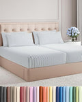 Split King 7 Piece Sheet Set - Cooling & Breathable Bed Sheets - Hotel Luxury Bed Sheets for Women, Men, Kids & Teens - Deep Pockets - Easy Fit - Soft & Wrinkle Free - Split King Blue Stripes Sheets