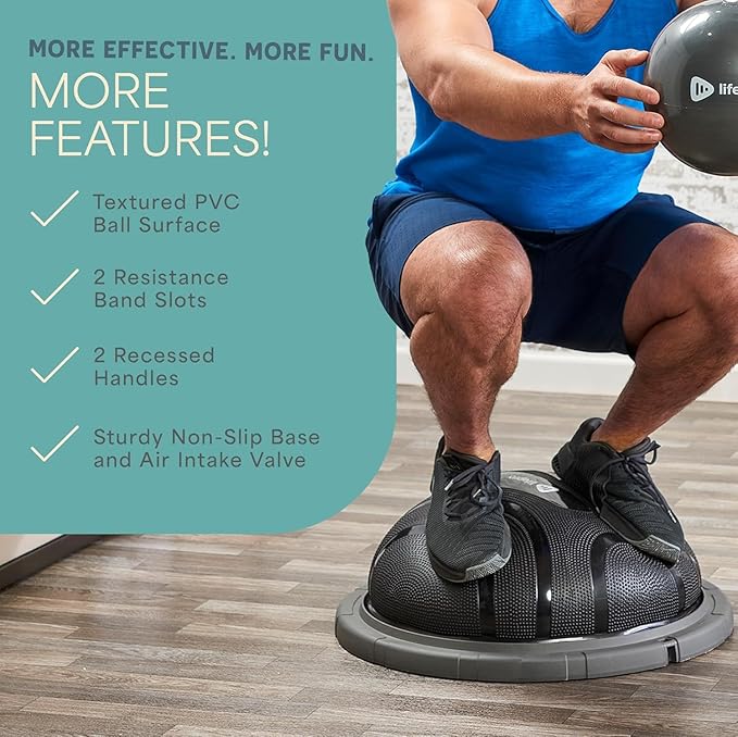 Lifepro Half Balance Ball Trainer - Stability Ball for Exercise, Full-Body Workouts, Home Gym, and Physical Therapy - Non-Slip Equipment for Balance Training