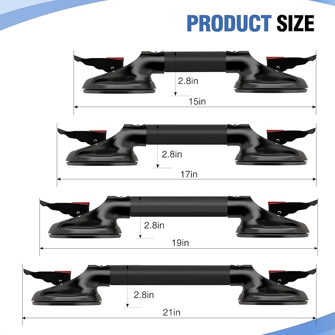 DAILYLIFE Grab Bars for Bathtubs and Showers, 17 inch Shower Handles for Elderly Suction, 300lbs Safety Shower Grab bar for Seniors and Elderly, Black (1 Pack)